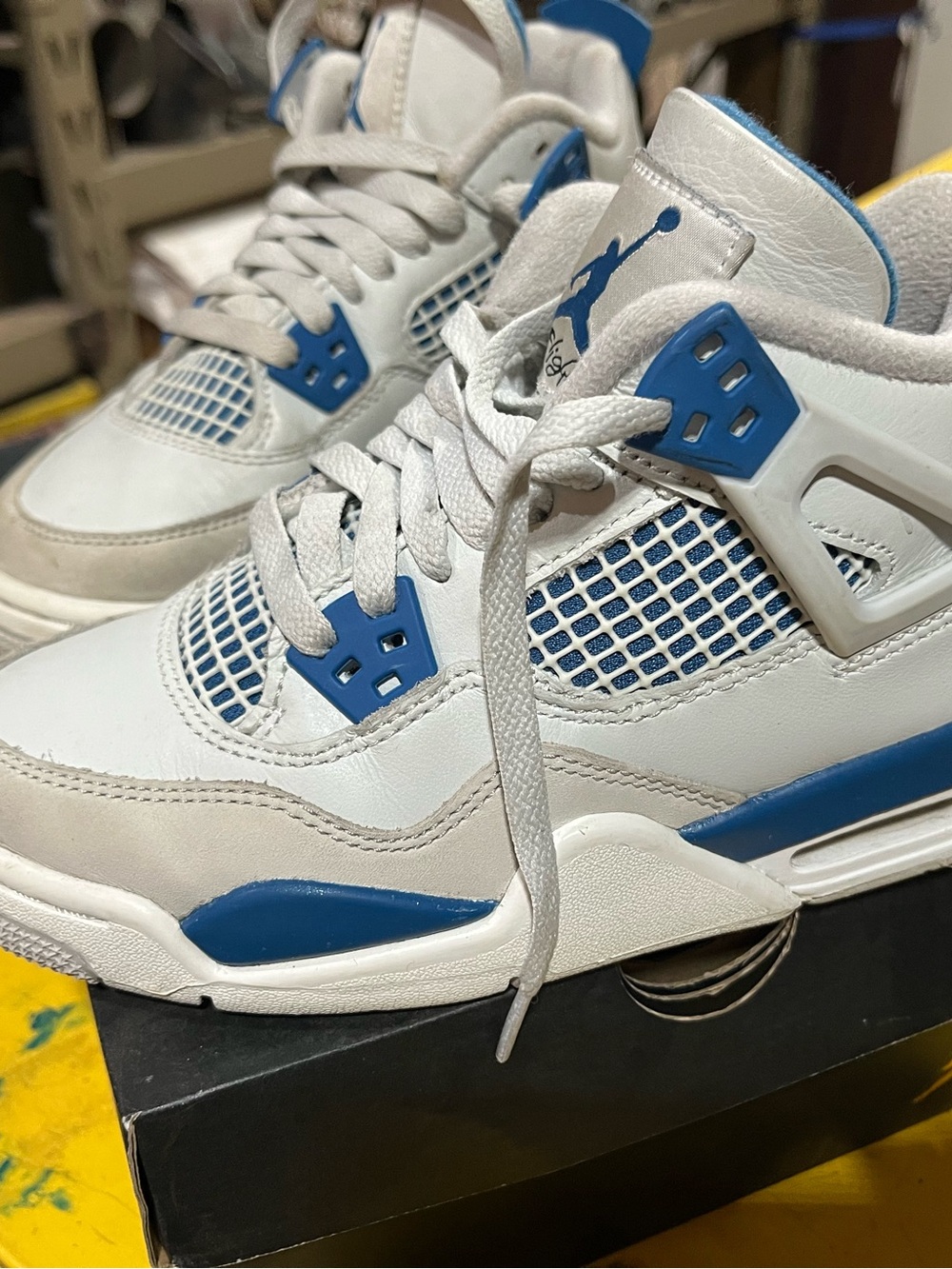 Jordan Kids White and Blue Retro Basketball Sneakers
